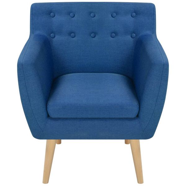 vidaXL Armchair Blue Polyester, Wood 26.4 x 23.2 x 30.3 in Sturdy