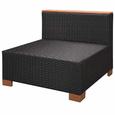 vidaXL 8 Piece Patio Lounge Set with Cushions Poly Rattan Black