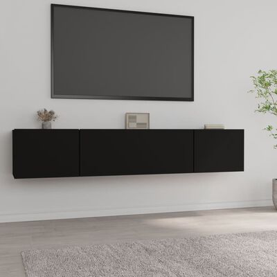 vidaXL TV Stands 2 Pcs Black 31.5"x11.8"x11.8" Engineered Wood