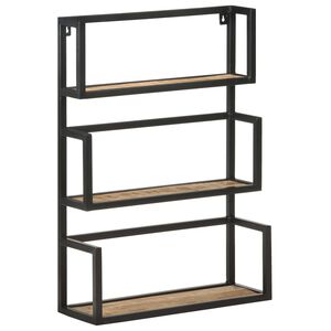 vidaXL Wall Shelf Natural finish Rough mango wood, powder-coated iron