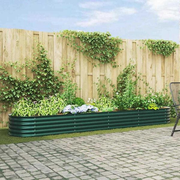 vidaXL Garden Raised Bed Green 157.5" x 31.5" x 17.3" Steel