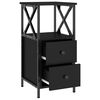 vidaXL Bedside Cabinet Black Engineered wood, Iron Compact