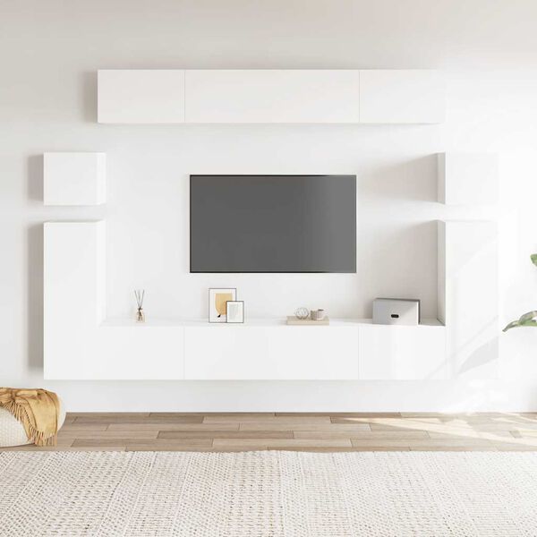 vidaXL TV Cabinet Set Wall-mounted White Standard Engineered wood