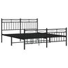 vidaXL Bed Frame Black Powder-Coated Steel 63 x 79 in Bed Frame