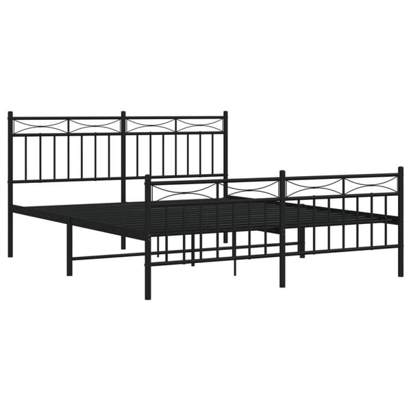 vidaXL Bed Frame Black Powder-Coated Steel 63 x 79 in Bed Frame
