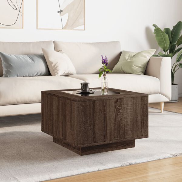 vidaXL Coffee Table Brown oak Engineered wood, glass Medium Coffee Table