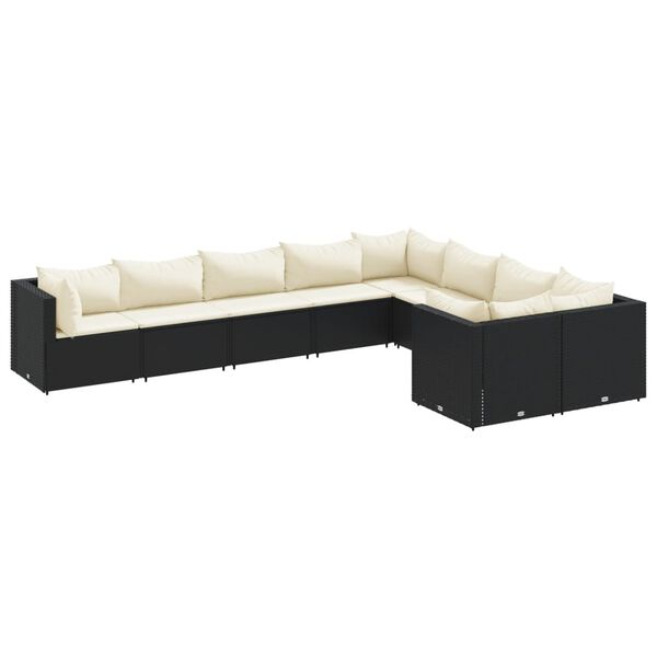 vidaXL Patio Sofa Set Black, Cream White