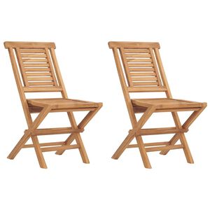 vidaXL Folding Garden Chair Set of 2 Teak Solid teak wood Standard