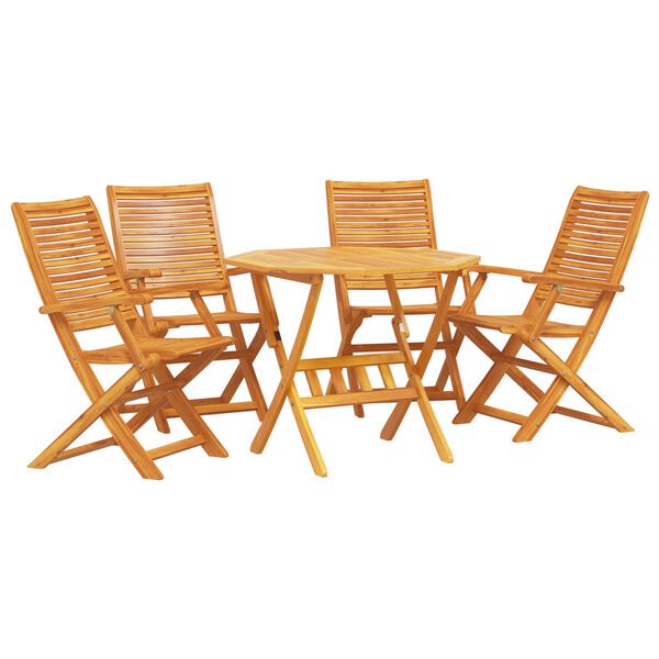 vidaXL Garden Dining Set Folding 5 pcs Brown solid acacia wood