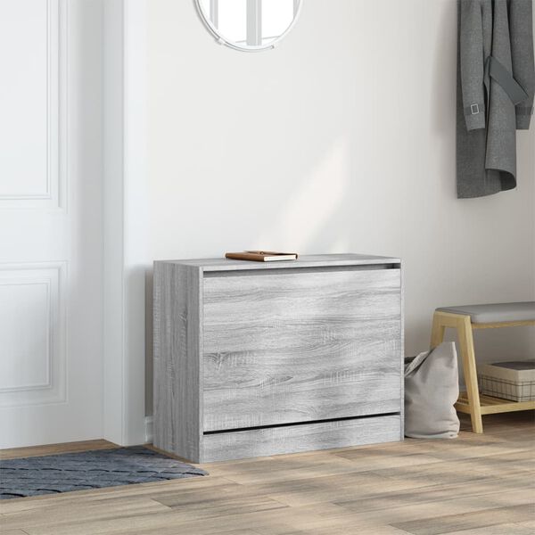 vidaXL Shoe Cabinet Gray Sonoma Engineered Wood Compact Modern