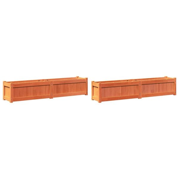 vidaXL Garden Planter Set of 2 Wax Brown Solid Pine Wood Large