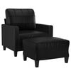 vidaXL Sofa Chair With Footstool Black Faux leather, metal, plywood Single