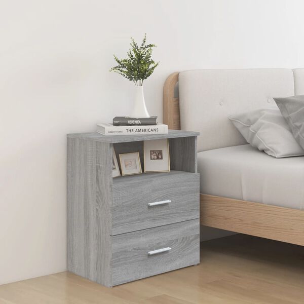 vidaXL Bed Cabinet Grey Sonoma Engineered wood 19.7x12.6x23.6 in