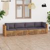vidaXL Patio 4-Seater Sofa with Cushions Solid Teak Wood