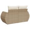 vidaXL Garden Sofa Beige PE Rattan, Powder-Coated Steel 2-seater Modular