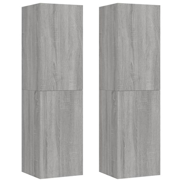 vidaXL Wall-mounted TV Cabinet Set of 2 Grey sonoma Engineered wood