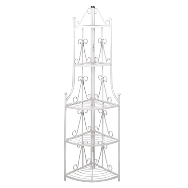vidaXL Plant Stand White Steel 5-tier Durable Plant Rack Triangular