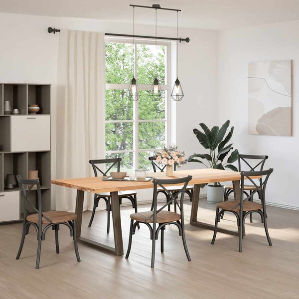 vidaXL Dining Table Leg Set of 2 Natural Steel Powder-Coated Steel