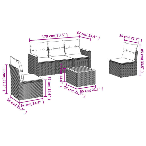 vidaXL Garden Sofa Set Grey, Dark Grey
