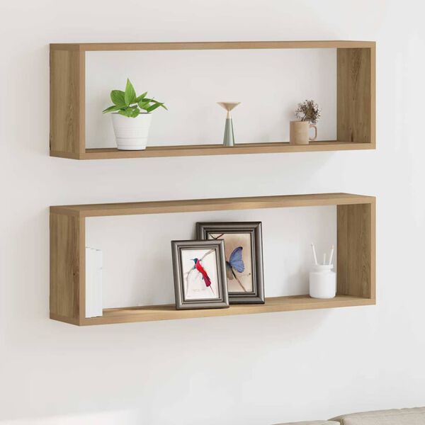 vidaXL Wall Shelf 2 pcs Artisan oak 80 x 15 x 26 cm Engineered wood