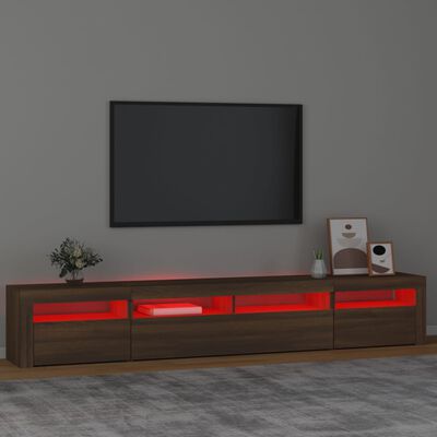 vidaXL TV Stand with LED Lights Brown Oak 94.5"x13.8"x15.7"