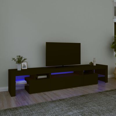 vidaXL TV Stand with LED Lights Black 84.6"x14.4"x15.7"