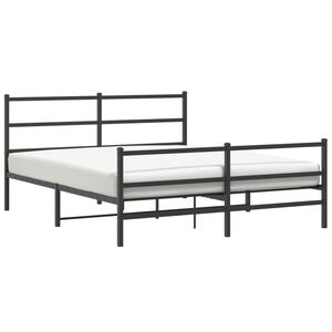 vidaXL Bed Frame Black Powder-Coated Steel 60x79 in Bed Frame