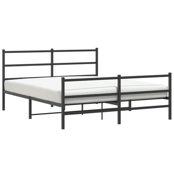 vidaXL Bed Frame Black Powder-Coated Steel 60x79 in Bed Frame