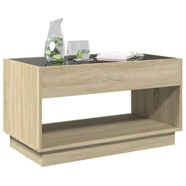 vidaXL Coffee Table Sonoma oak Engineered wood, glass Coffee Table
