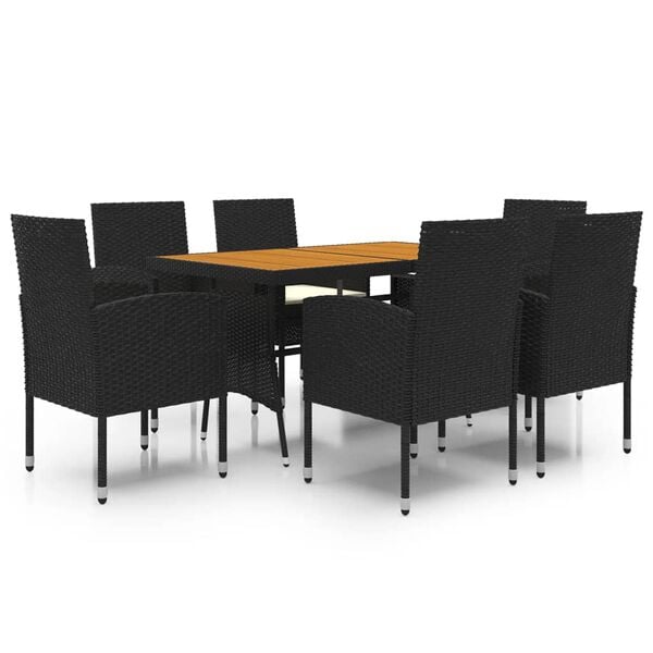 vidaXL Outdoor Dining Set Black and Cream White