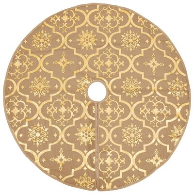 vidaXL Luxury Christmas Tree Skirt with Sock Yellow 4 ft Fabric