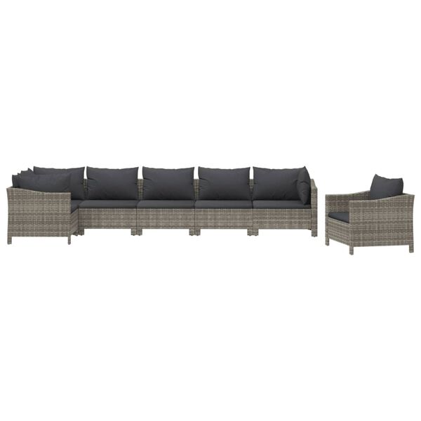 vidaXL Garden Lounge Set Grey PE rattan Large Modular