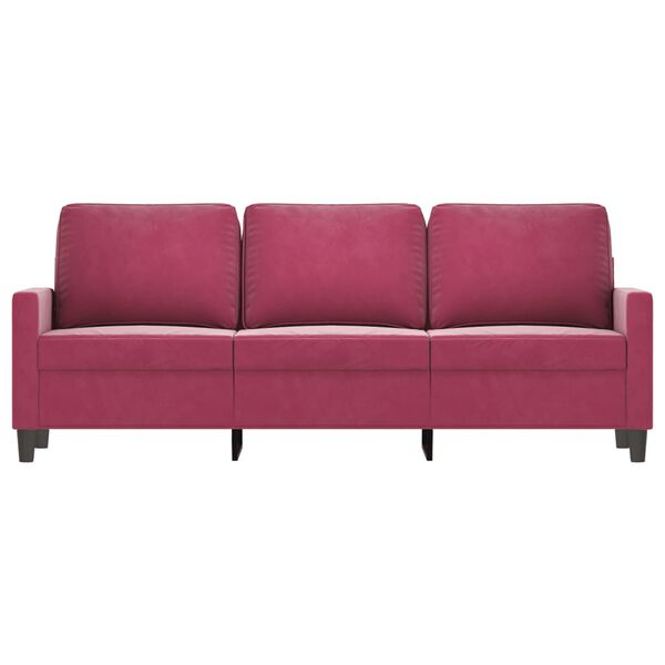 vidaXL 3-seater Sofa Wine red Velvet (100% polyester) 3-seater Modern