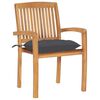 vidaXL Stacking Patio Chairs with Cushions 8 pcs Solid Teak Wood