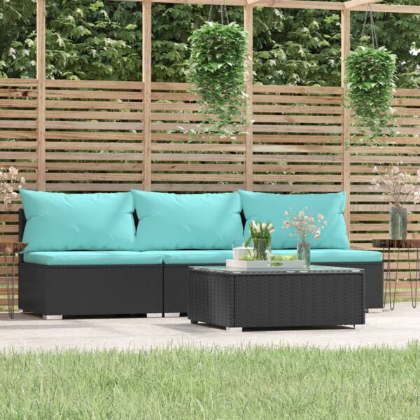 vidaXL Garden Lounge Set Black PE rattan Large Modular