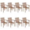 vidaXL Patio Chair Set of 8 Natural wood, Taupe cushion