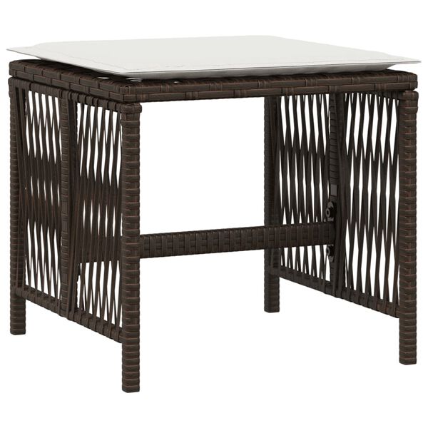 vidaXL Garden Stool Set of 4 Brown Poly Rattan Small