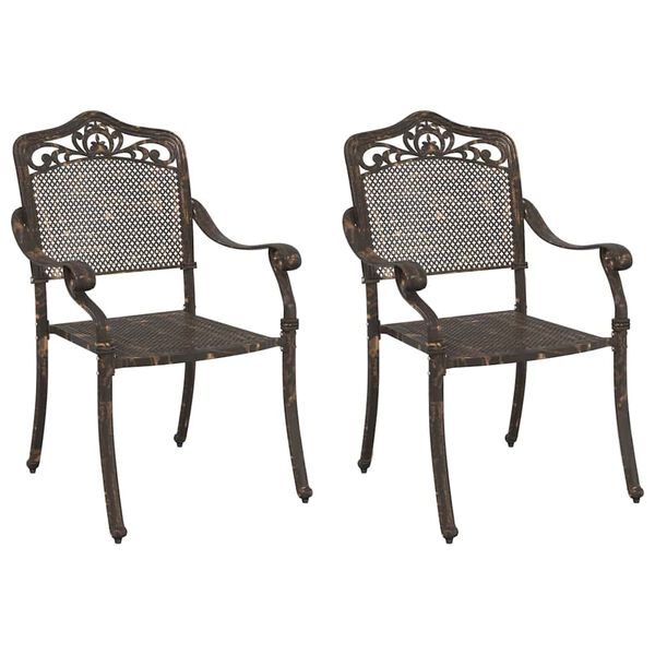 vidaXL Garden Chair 2 pcs Bronze 55 x 56.5 x 91cm Aluminium