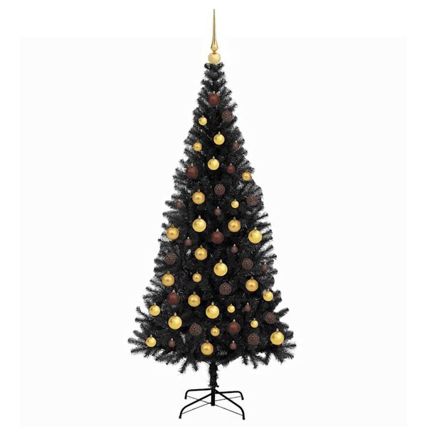 vidaXL Christmas Tree with 300 LEDs with Stand Black 70.9" PVC