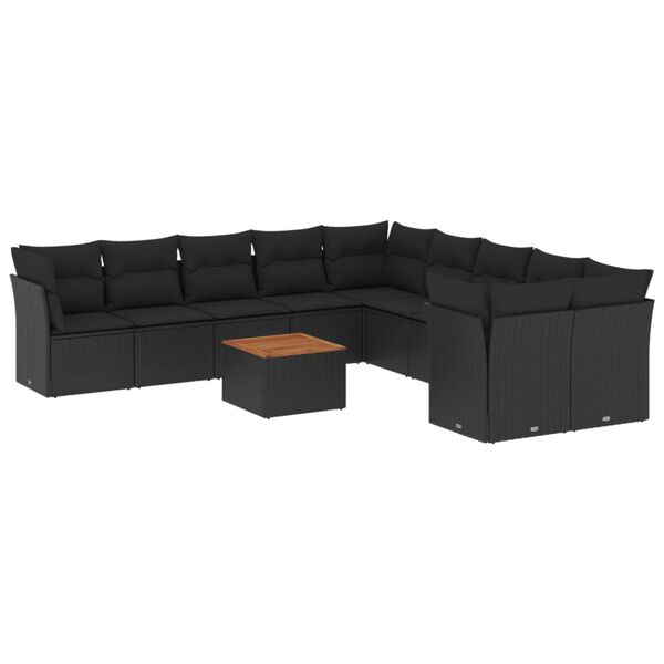 vidaXL Garden Sofa Set Black, Brown