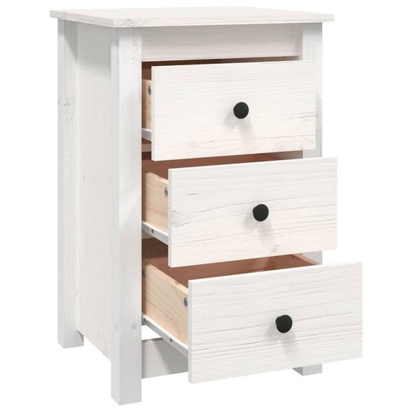 vidaXL Bedside Cabinet White Solid pine wood 9.8 Gallons Bedside Cabinet
