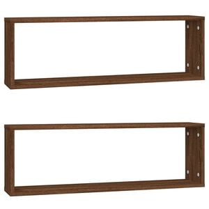 vidaXL Wall Cube Shelves 2 pcs Brown Oak 31.5x5.9x10.4" Engineered Wood