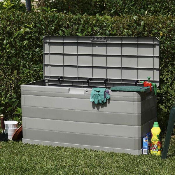 vidaXL Outdoor Storage Box Light Grey Polypropylene 46.1x17.7x22.0 in