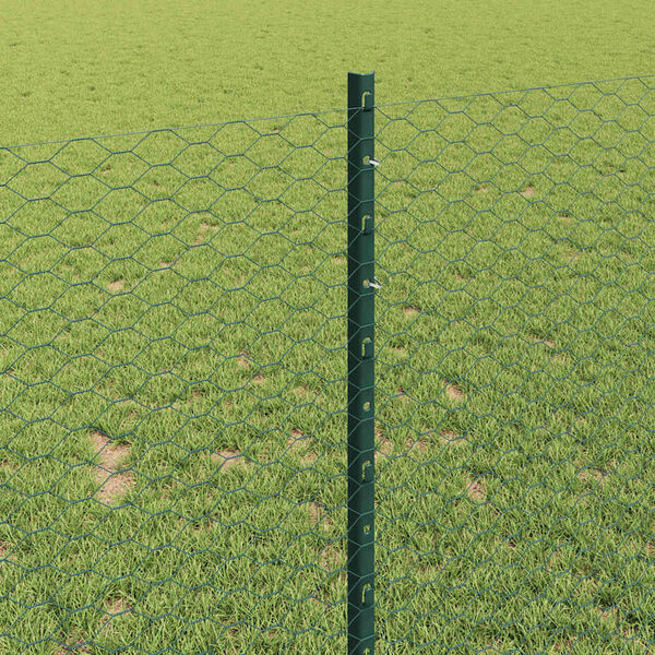vidaXL Fence with Post Green 3.28 x 328.08 ft Steel and PVC