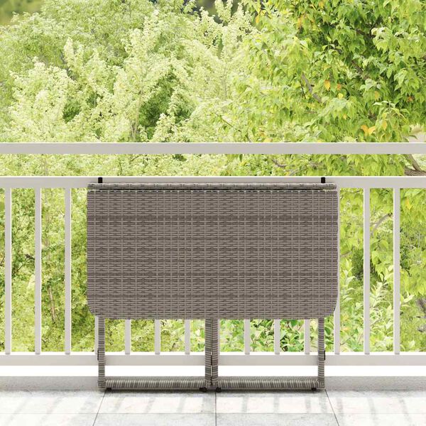 vidaXL Garden Table Grey PE Rattan, Powder-Coated Steel, PC Board