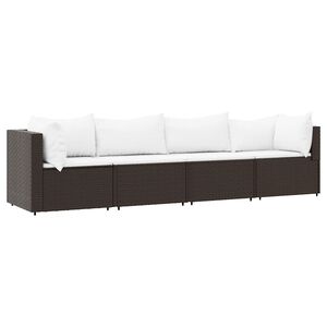 vidaXL Patio Lounge Set Brown, Cream White