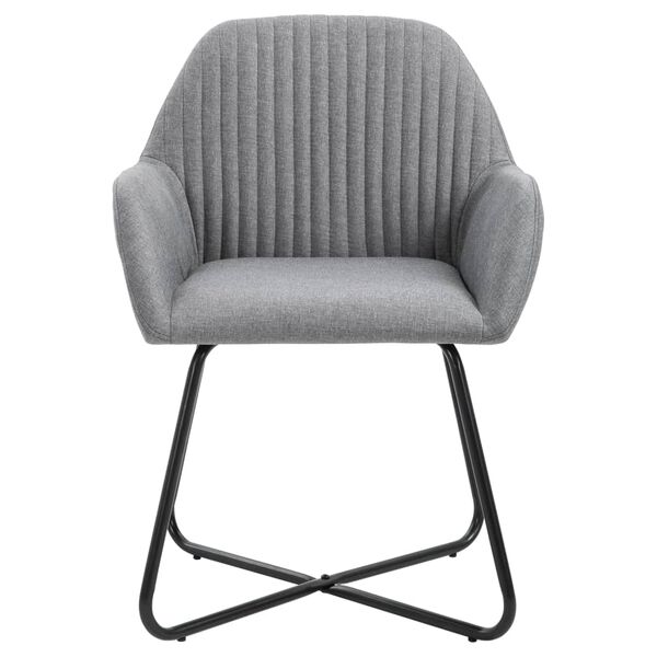 vidaXL Dining Chair Set of 4 Light Grey Fabric and powder-coated steel