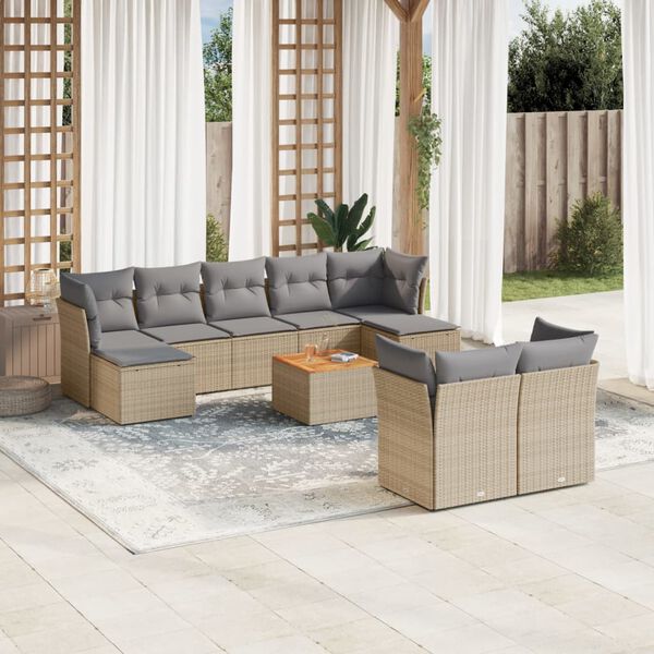 vidaXL Garden Sofa Set Mix Beige, Light Grey