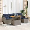vidaXL 6 Piece Patio Sofa Set with Cushions Gray Poly Rattan