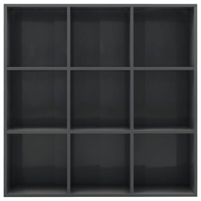 vidaXL Book Cabinet High Gloss Gray 38.6"x11.4"x38.4" Engineered Wood